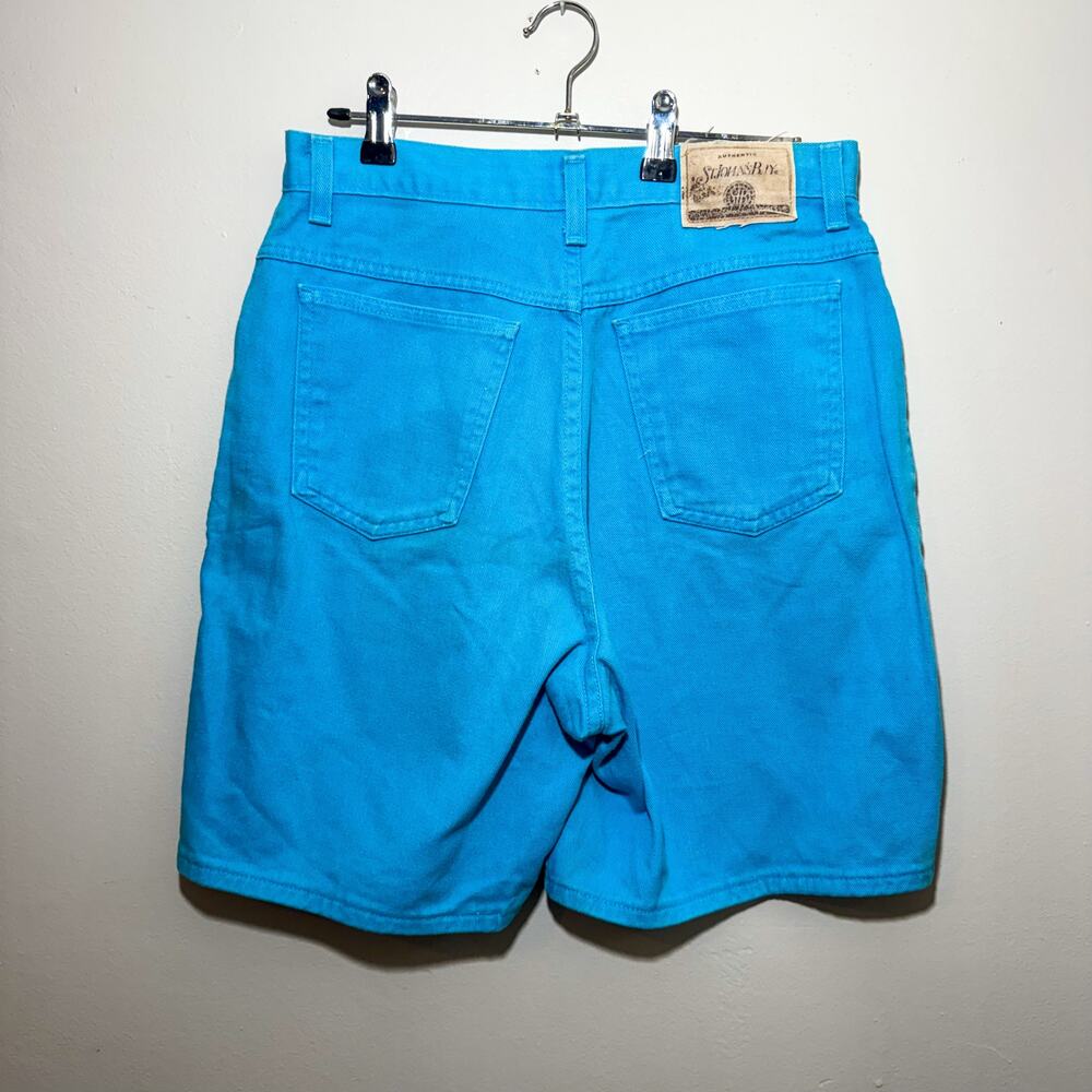 Vintage St. John’s Bay High Waisted Cotton Denim Shorts Turquoise Blue 90s 10